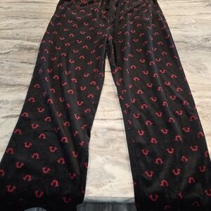 True Religion Black Lounge Pants with Red Accents